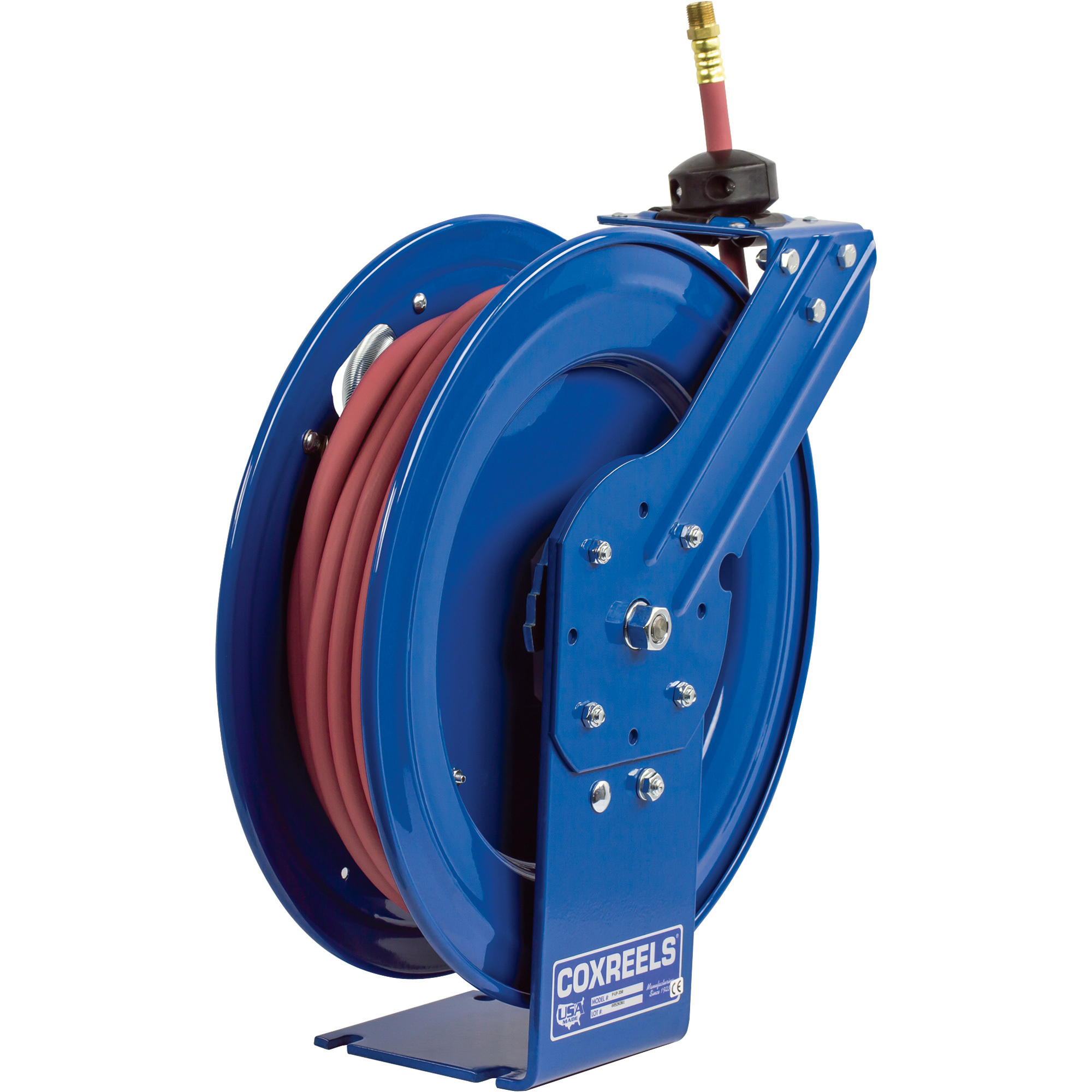 Coxreels P Series Air/Water Hose Reel, With 1/4in. x 25ft. PVC Hose, Max. 300 PSI, Model# P-LP-125